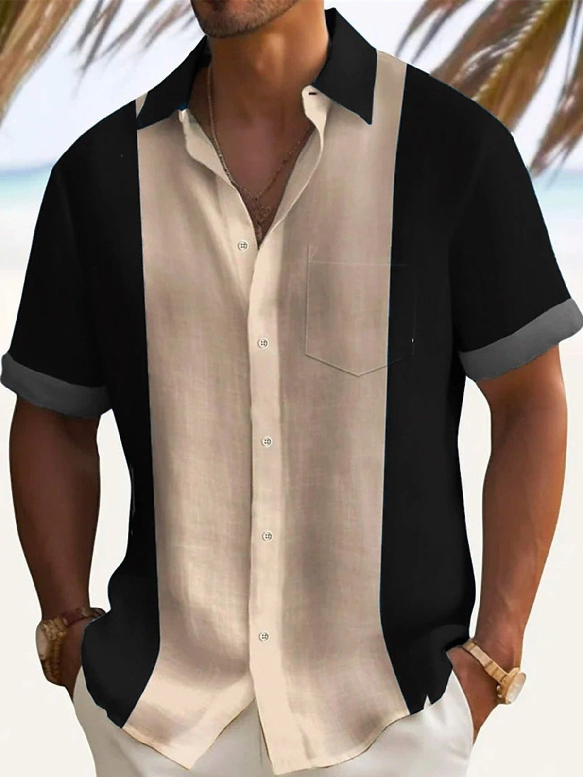 Men's Full Size Color Block Short Sleeve Shirt Plus Size - Flip Flop Dynasty