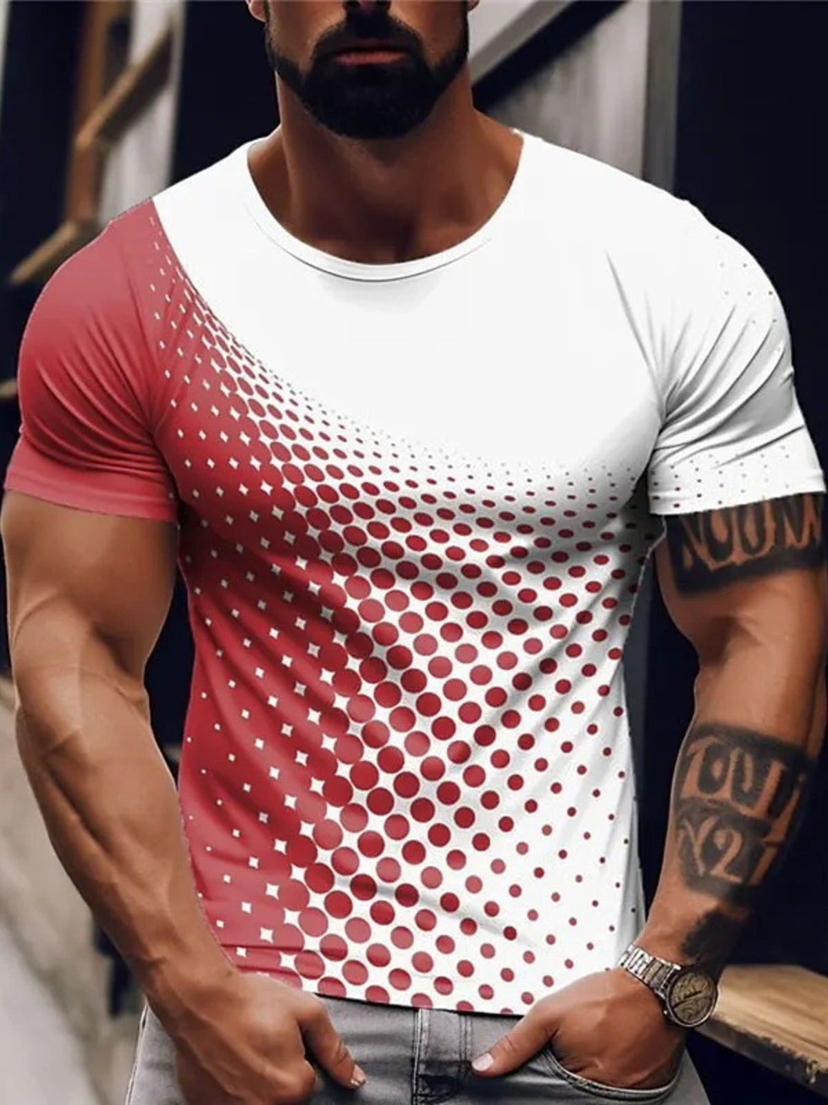 Men's Full Size Gradient Dot Print T-Shirt Plus Size - Flip Flop Dynasty