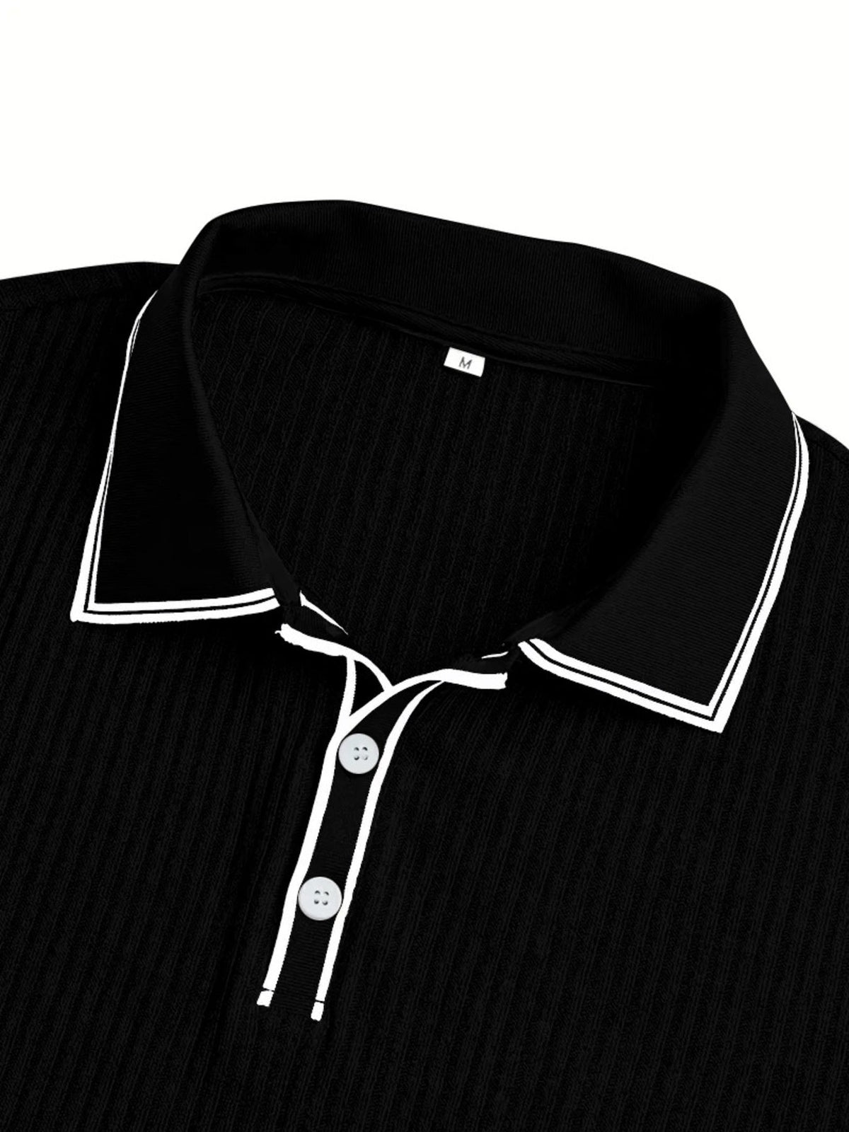 Men‘s Full Size Slim Fit Ribbed Knit Polo Plus Size - Flip Flop Dynasty