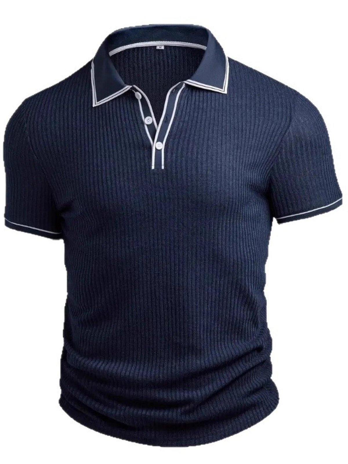 Men‘s Full Size Slim Fit Ribbed Knit Polo Plus Size - Flip Flop Dynasty