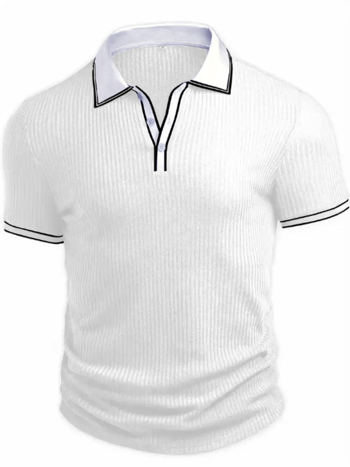Men‘s Full Size Slim Fit Ribbed Knit Polo Plus Size - Flip Flop Dynasty