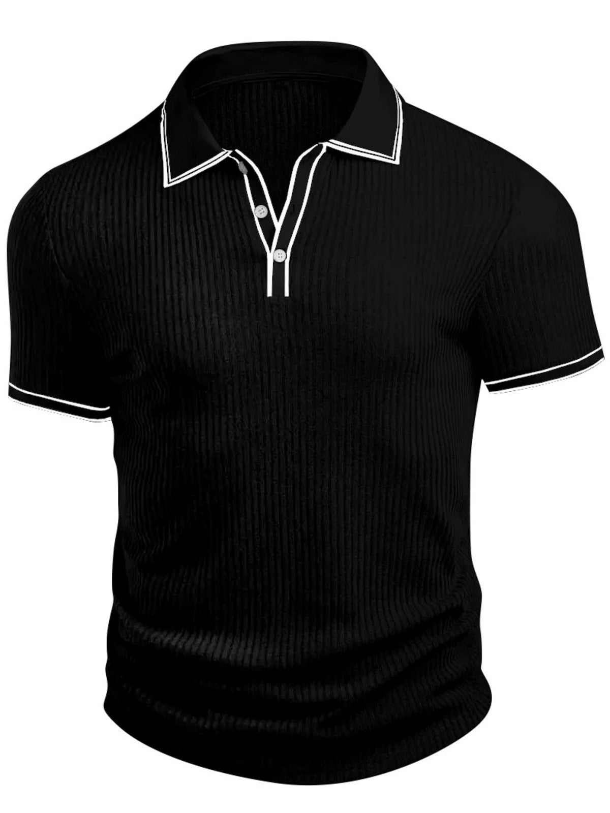 Men‘s Full Size Slim Fit Ribbed Knit Polo Plus Size - Flip Flop Dynasty