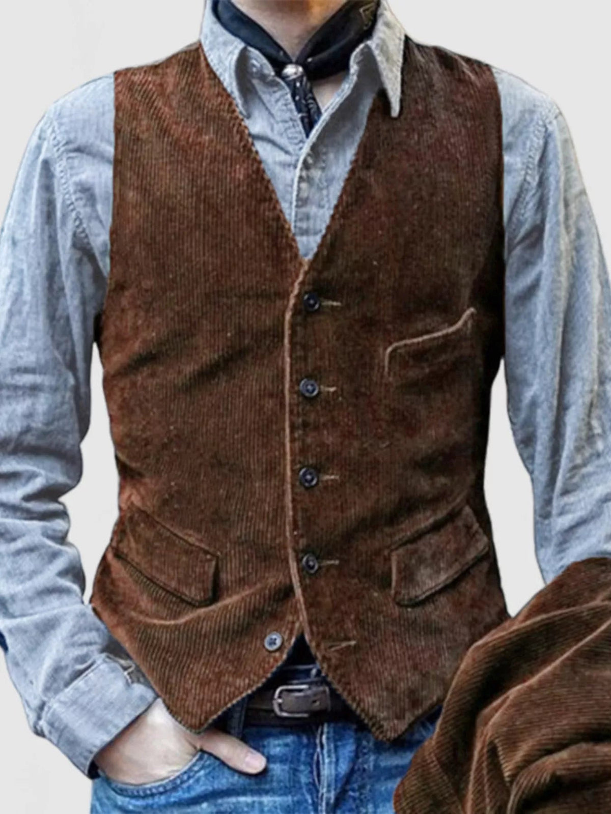 Men's Full Size Vintage Corduroy Button Up Vest Plus Size - Flip Flop Dynasty