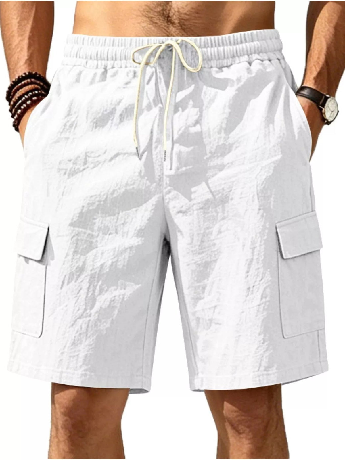 Men's Plus Size Casual Cargo Shorts with Drawstring Waist - Flip Flop Dynasty