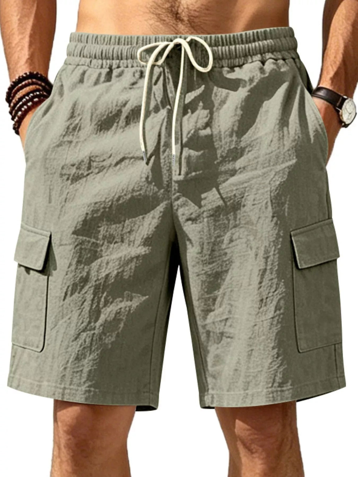 Men's Plus Size Casual Cargo Shorts with Drawstring Waist - Flip Flop Dynasty