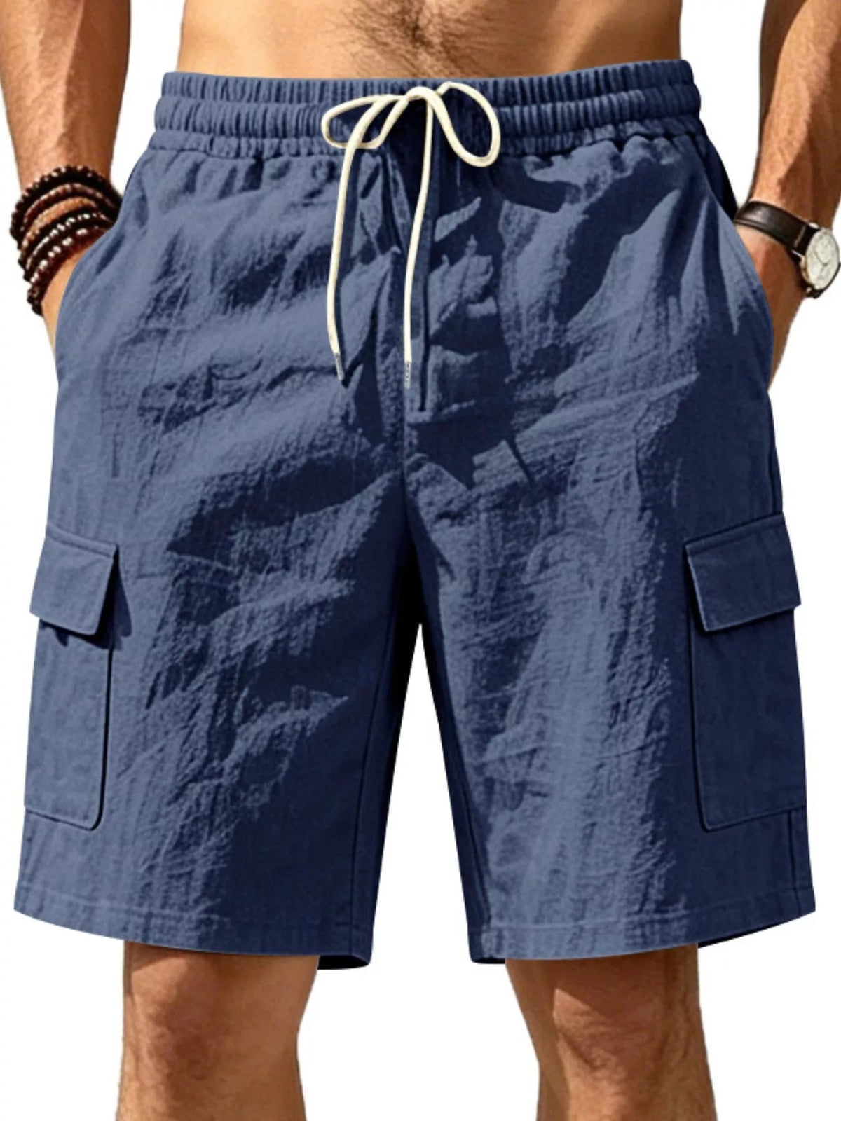 Men's Plus Size Casual Cargo Shorts with Drawstring Waist - Flip Flop Dynasty
