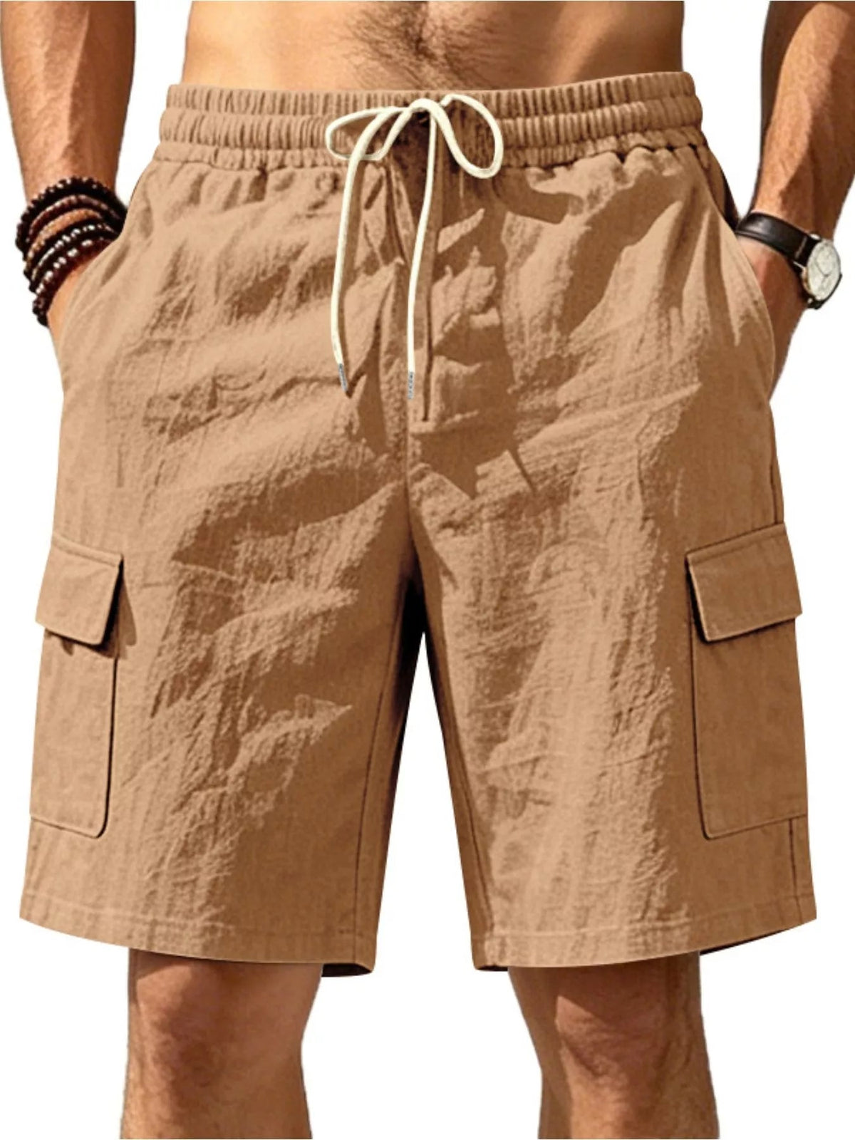Men's Plus Size Casual Cargo Shorts with Drawstring Waist - Flip Flop Dynasty
