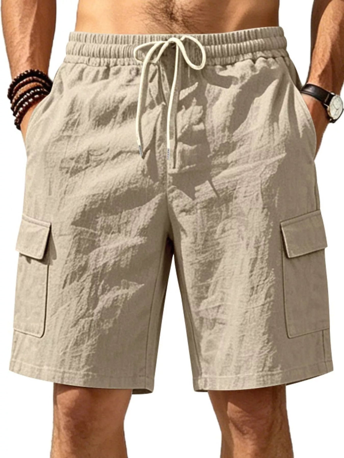 Men's Plus Size Casual Cargo Shorts with Drawstring Waist - Flip Flop Dynasty