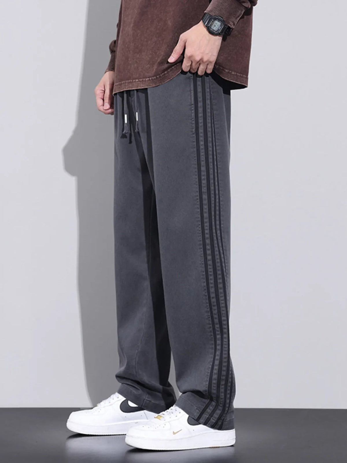Men's Plus Size Casual Loose Fit Stripes Pants - Flip Flop Dynasty