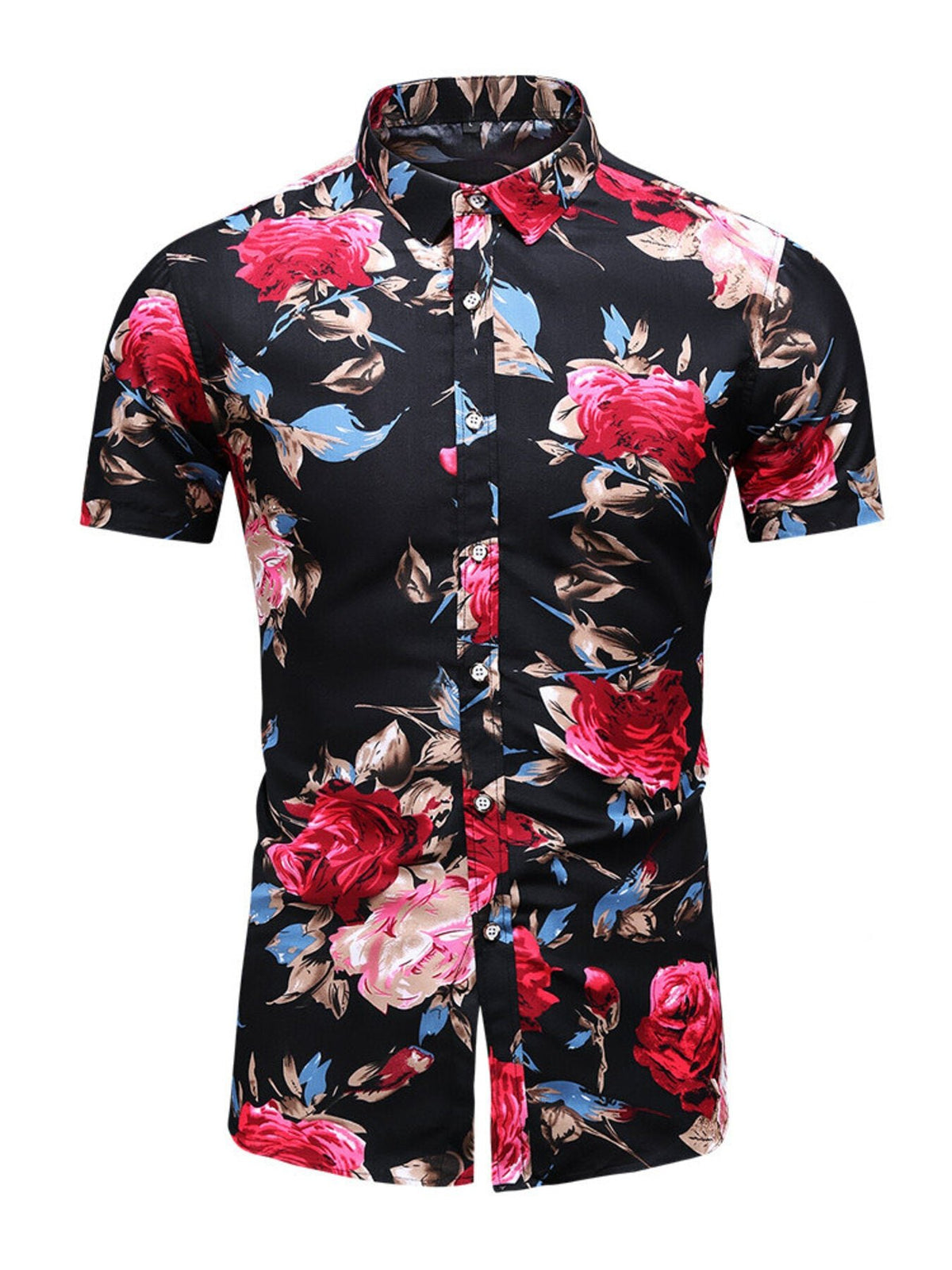 Men's Plus Size Floral Print Short Sleeve Casual Shirt - Flip Flop Dynasty