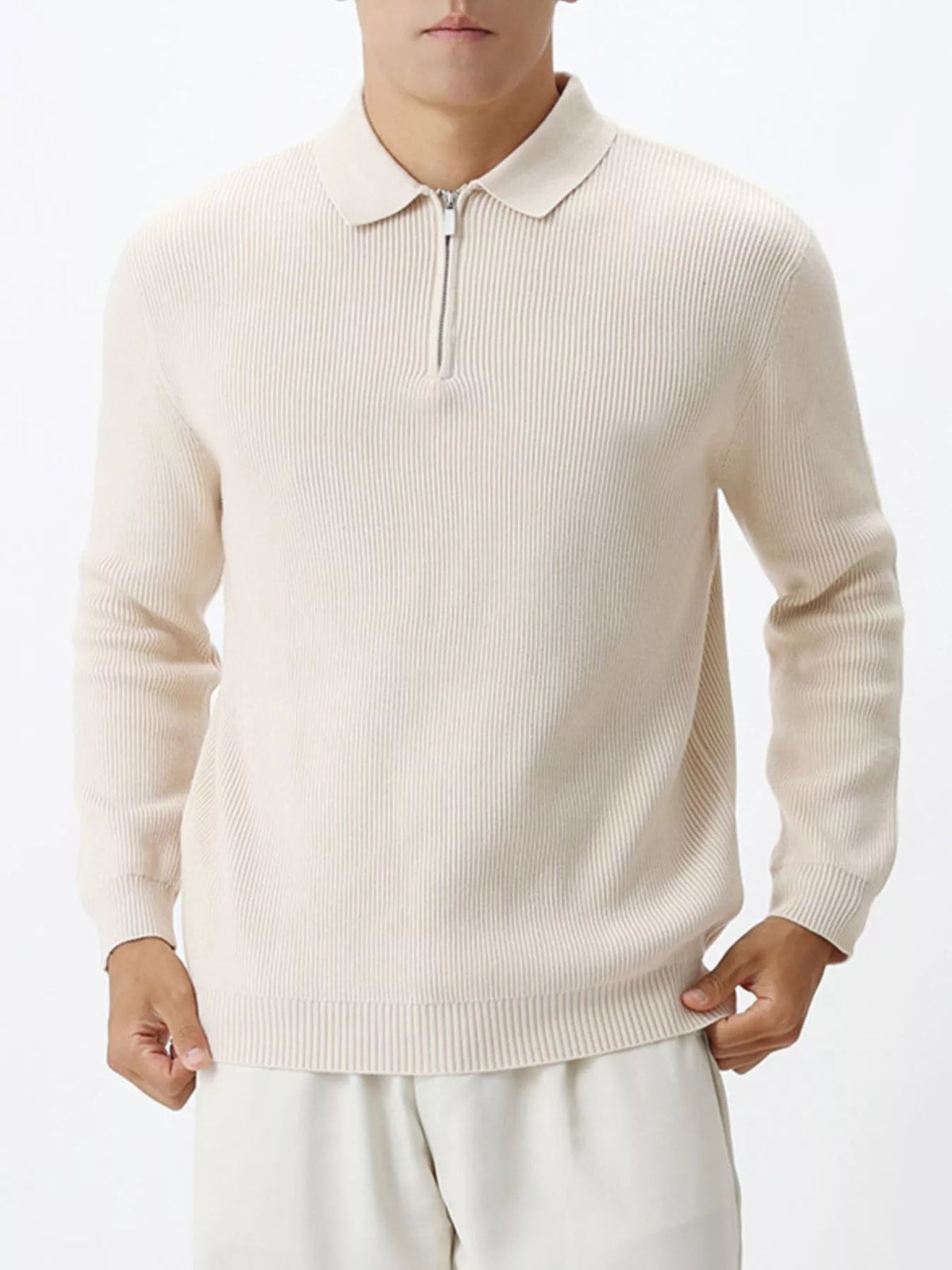 Men's Plus Size Ribbed Knit Quarter-Zip Sweater - Flip Flop Dynasty