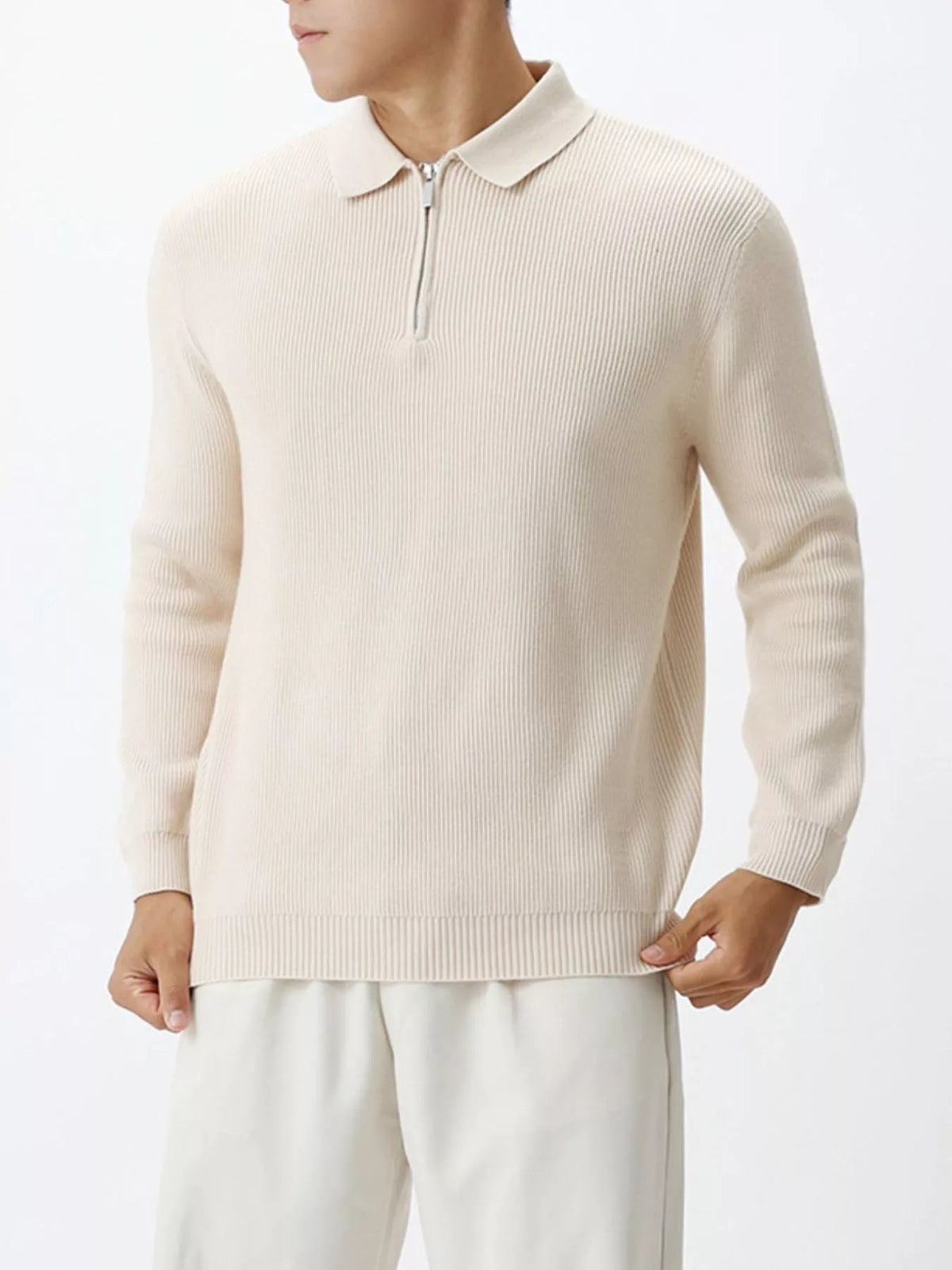 Men's Plus Size Ribbed Knit Quarter-Zip Sweater - Flip Flop Dynasty