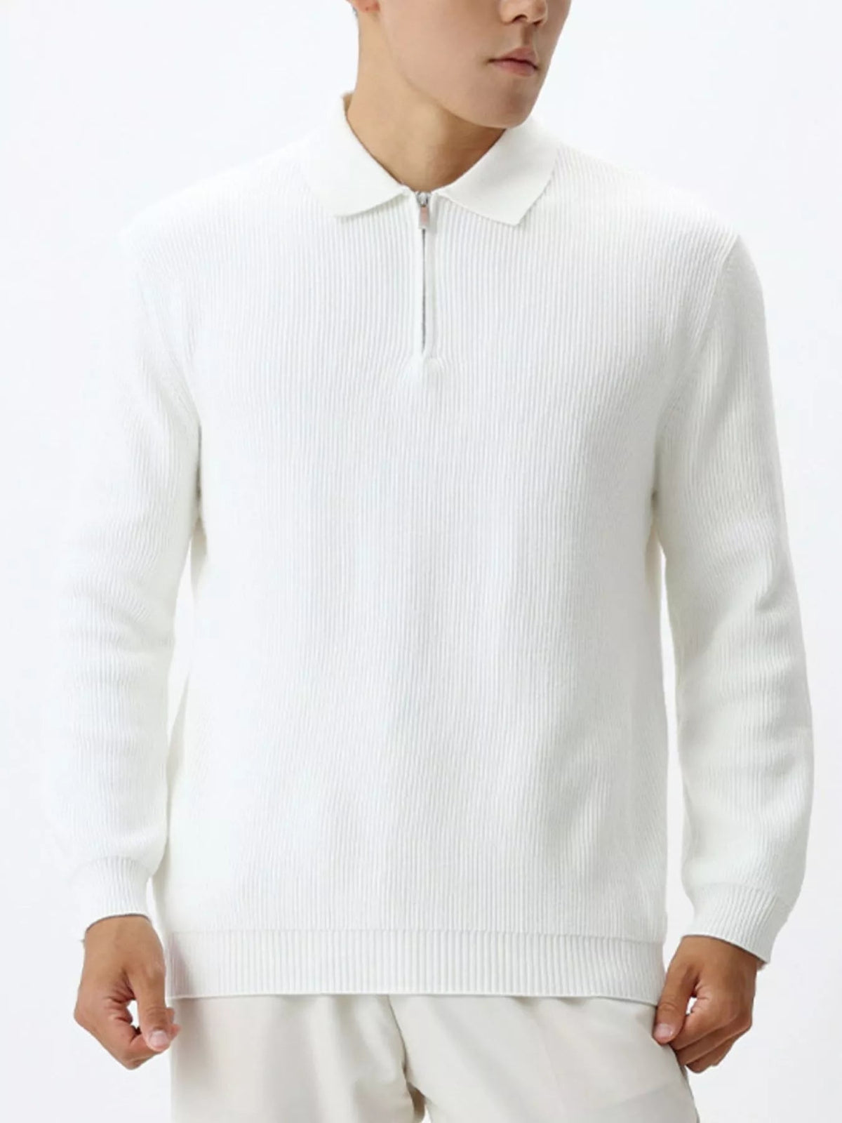 Men's Plus Size Ribbed Knit Quarter-Zip Sweater - Flip Flop Dynasty