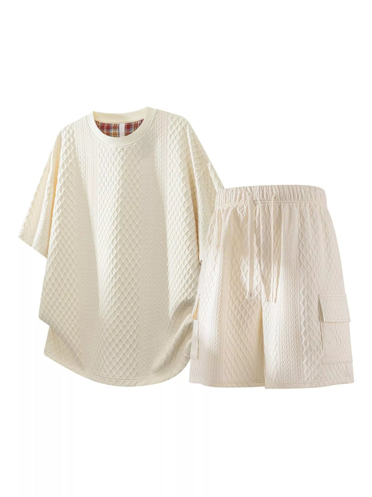 Men's Plus Size Textured Casual Top and Shorts Set - Flip Flop Dynasty