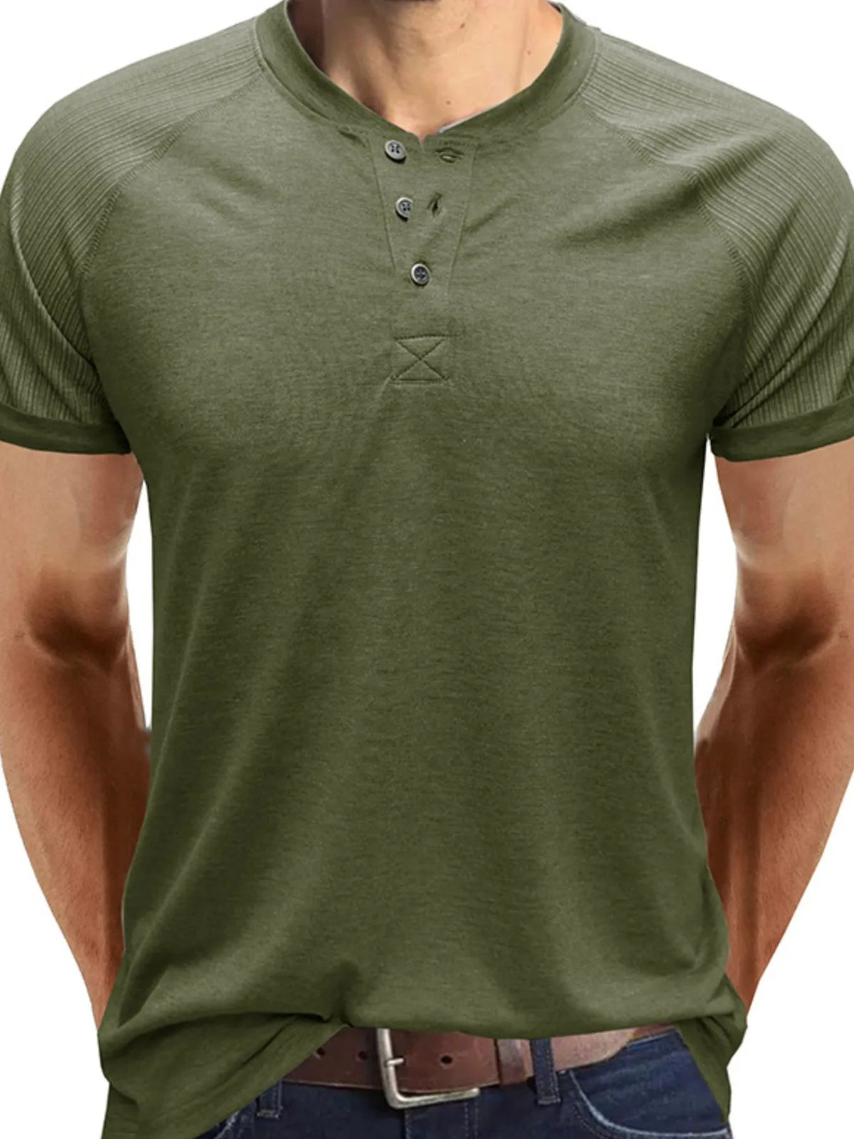 Men's Short Sleeve Henley Button Top - Flip Flop Dynasty