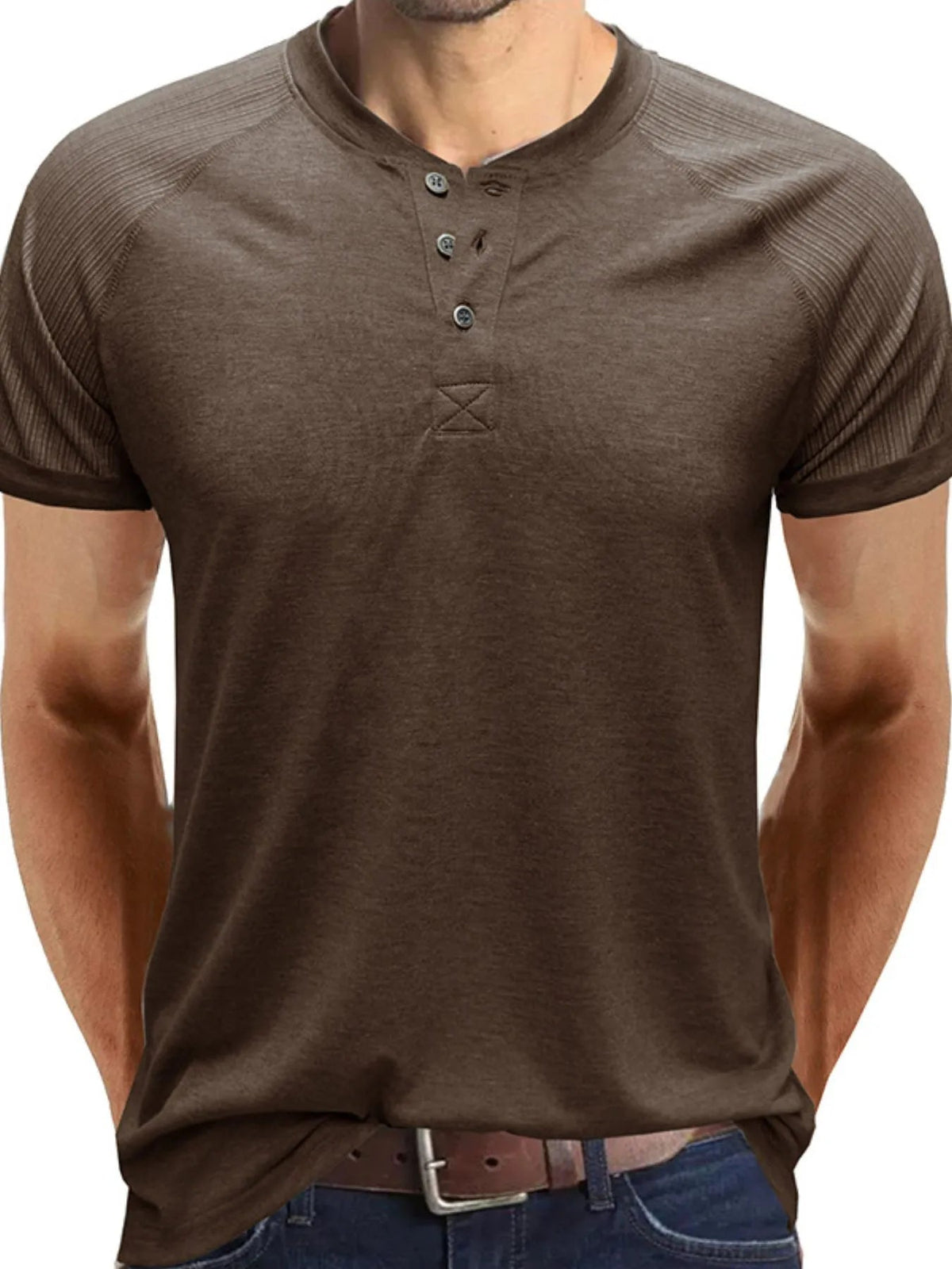 Men's Short Sleeve Henley Button Top - Flip Flop Dynasty