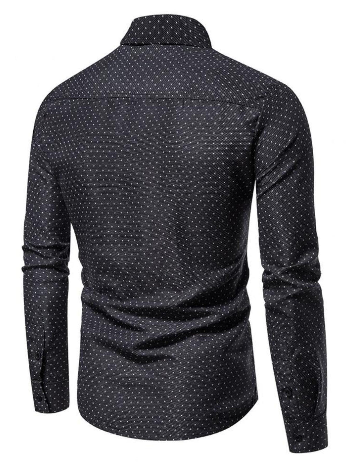Men's Slim Fit Dotted Pattern Long Sleeve Shirt - Flip Flop Dynasty