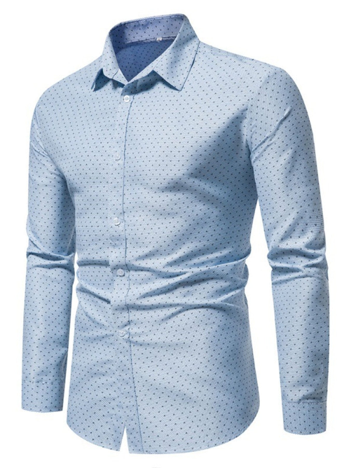 Men's Slim Fit Dotted Pattern Long Sleeve Shirt - Flip Flop Dynasty