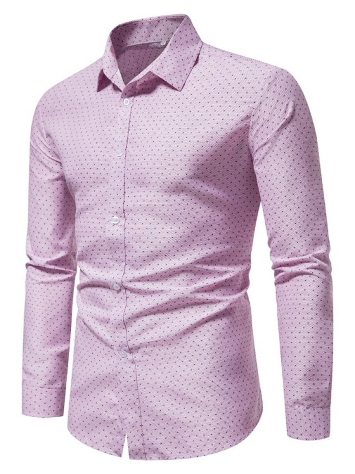 Men's Slim Fit Dotted Pattern Long Sleeve Shirt - Flip Flop Dynasty
