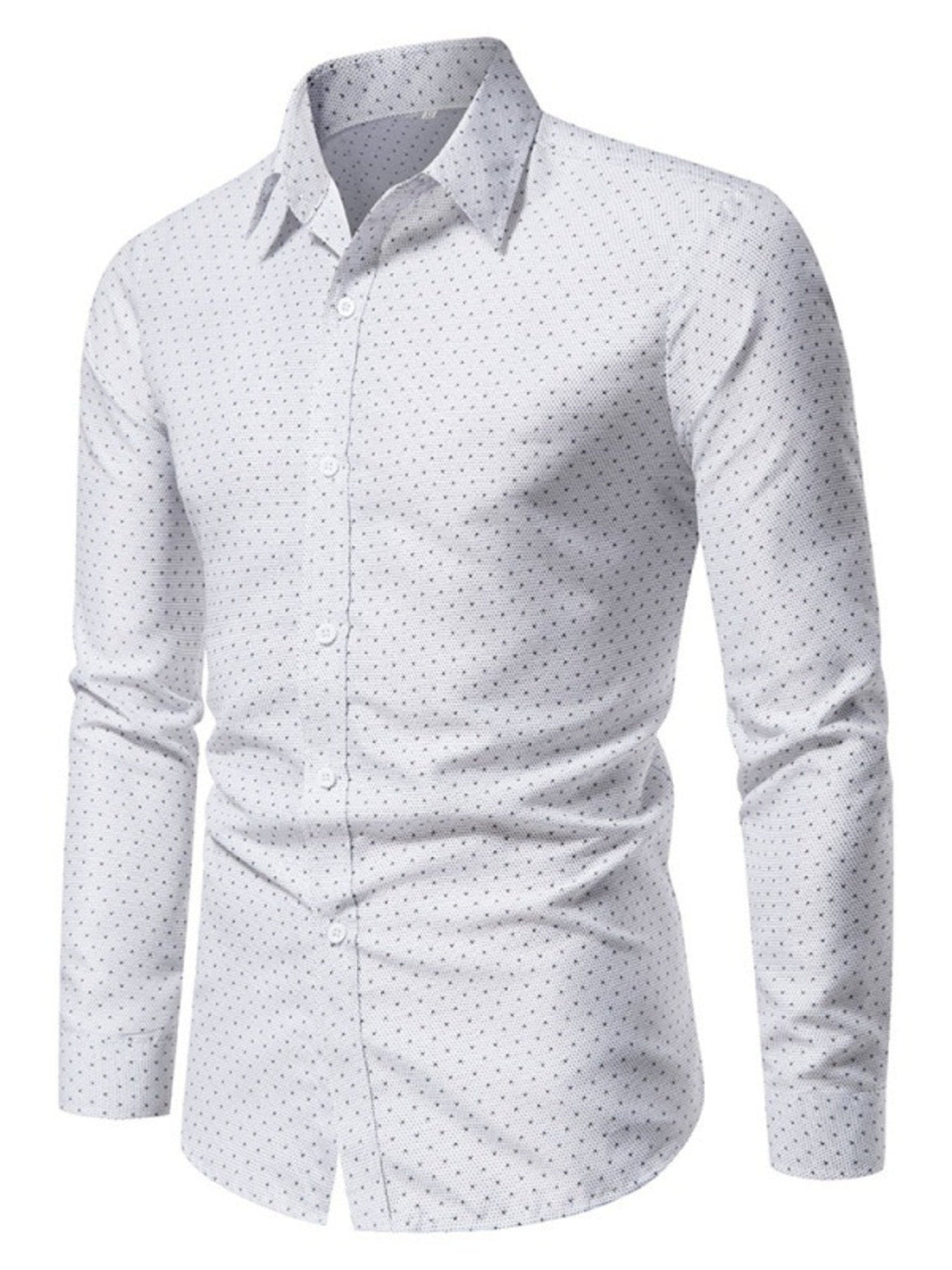 Men's Slim Fit Dotted Pattern Long Sleeve Shirt - Flip Flop Dynasty