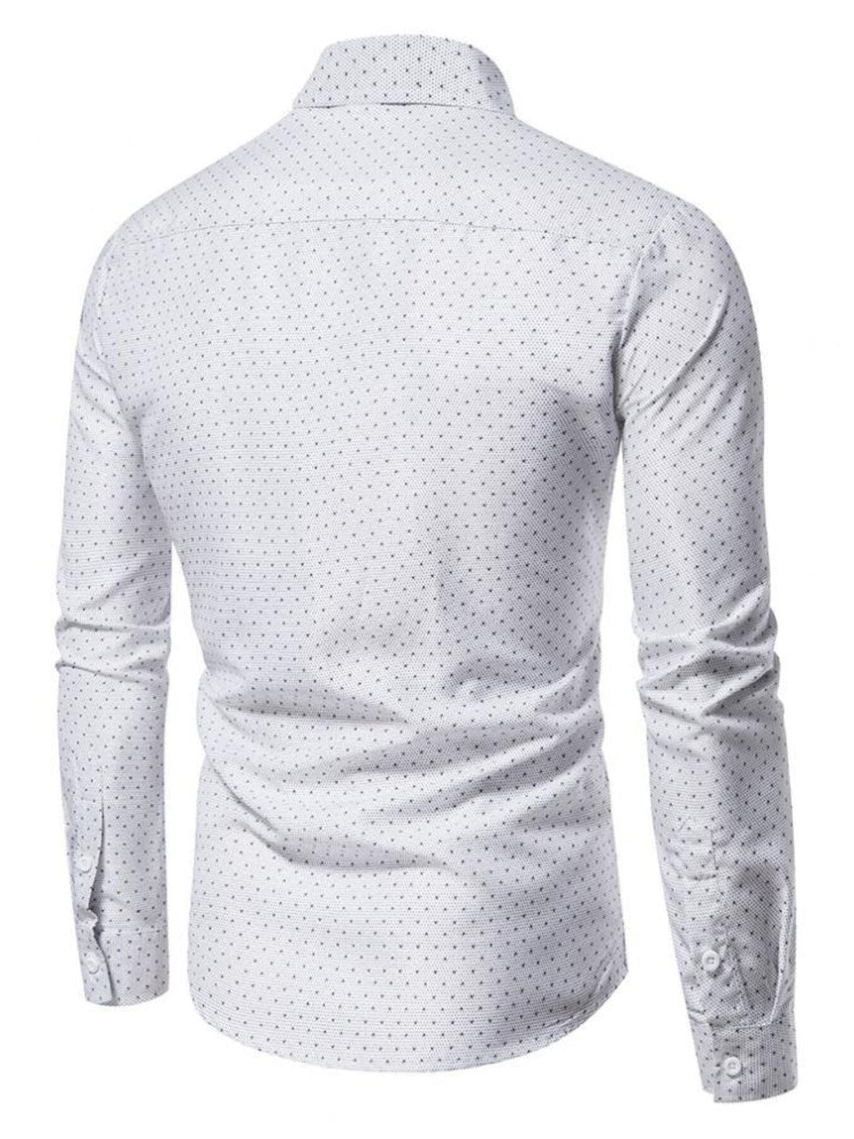 Men's Slim Fit Dotted Pattern Long Sleeve Shirt - Flip Flop Dynasty