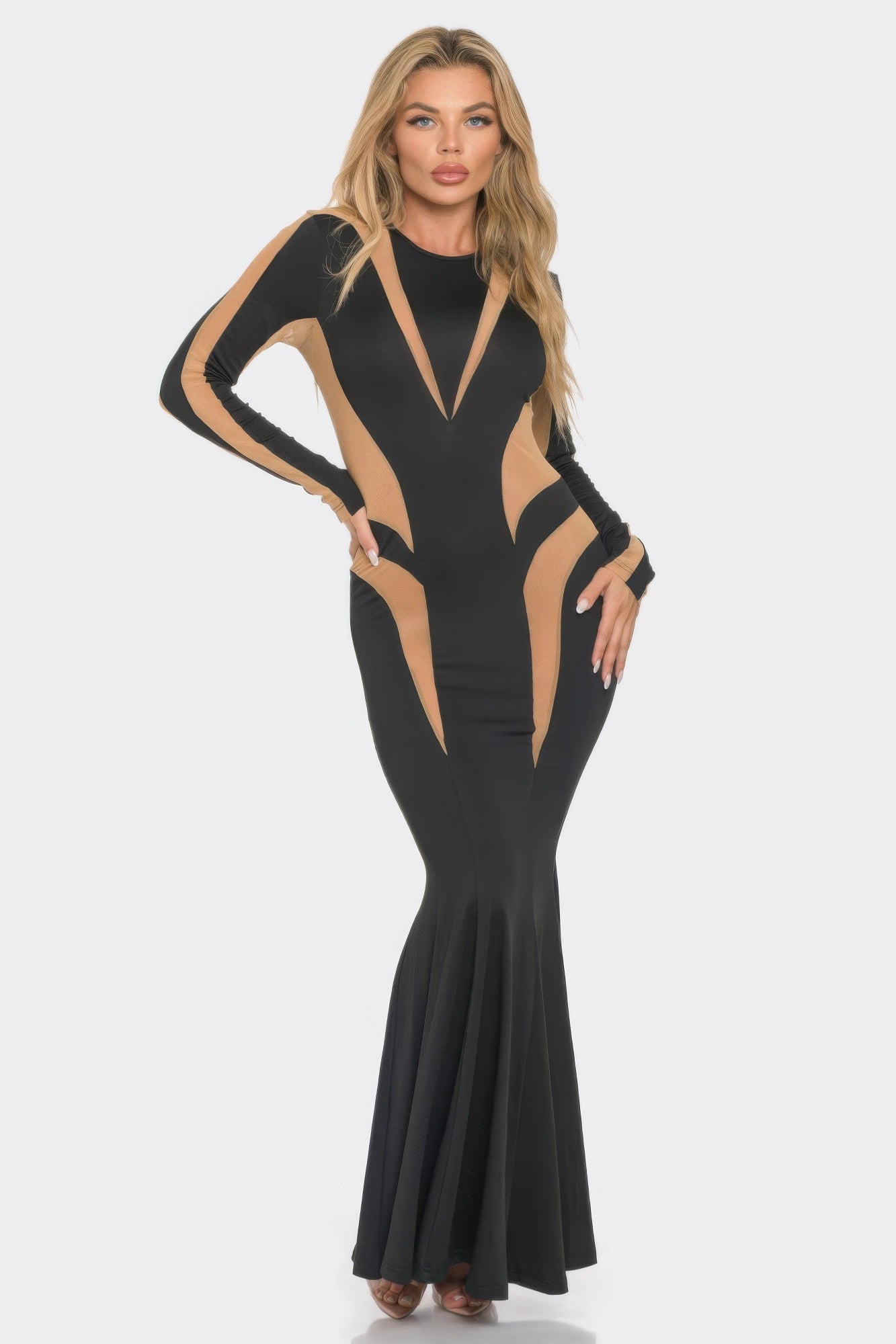 Mesh Cut Out Detail Maxi Dress - Flip Flop Dynasty