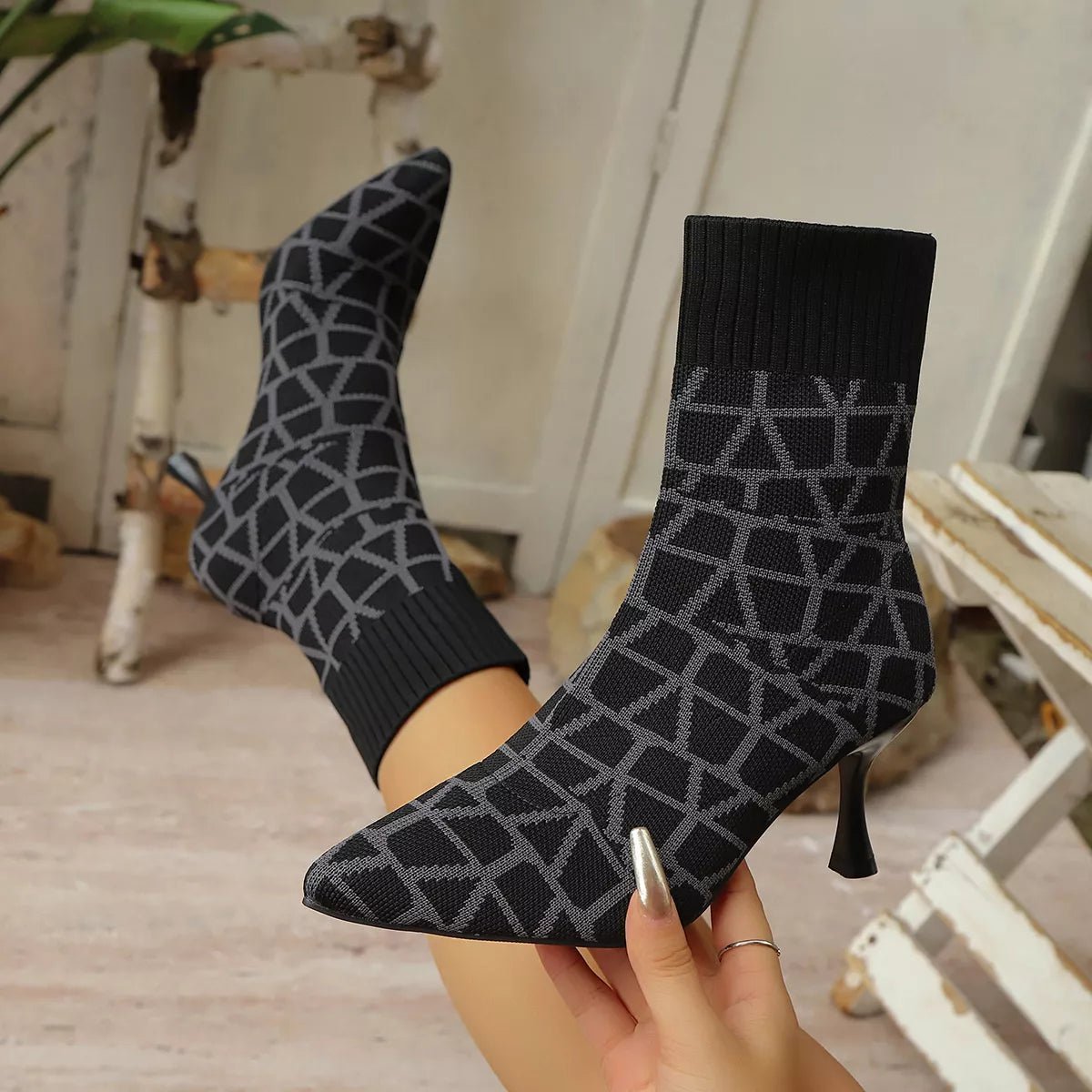 Mesh Point Toe Stiletto Boots - Flip Flop Dynasty