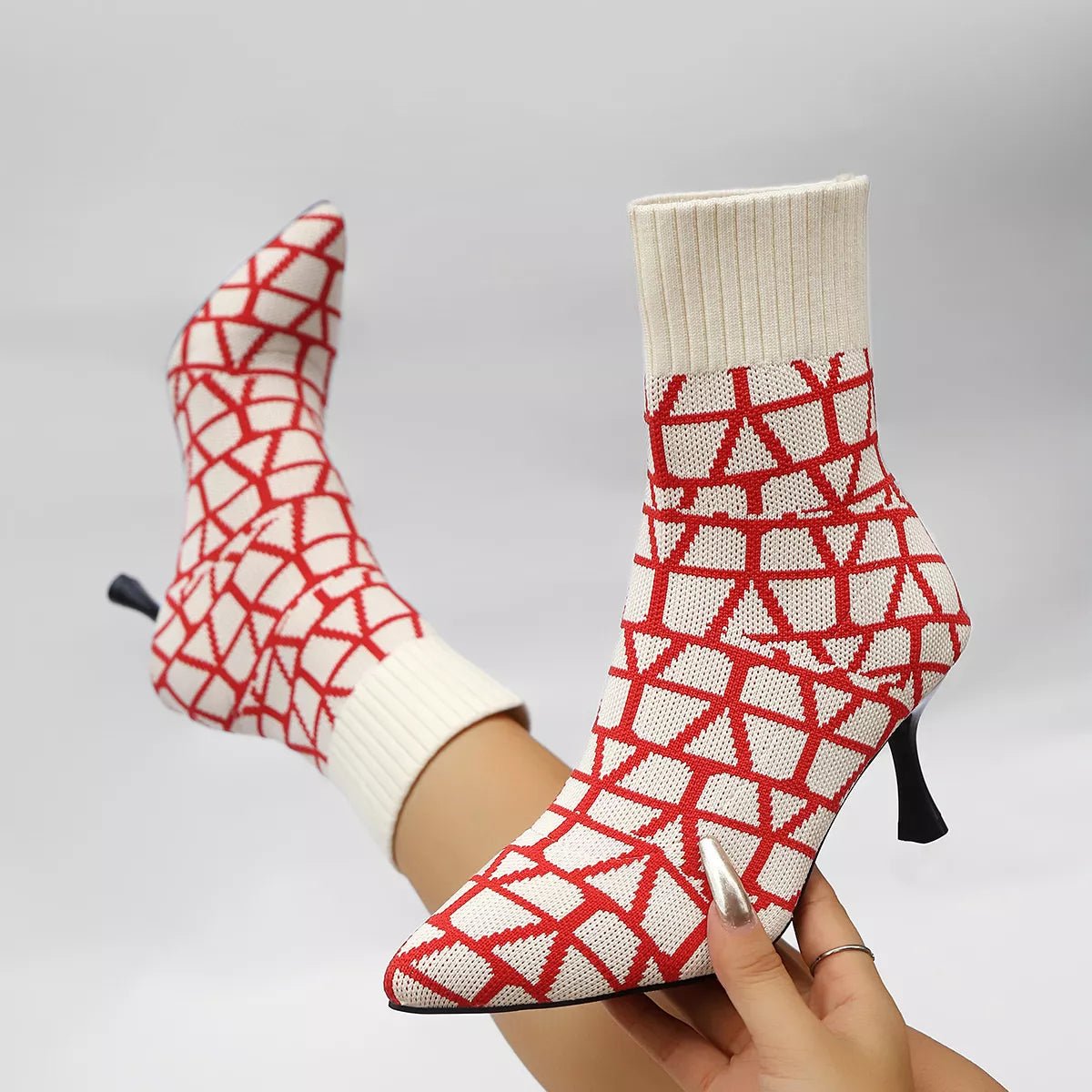 Mesh Point Toe Stiletto Boots - Flip Flop Dynasty