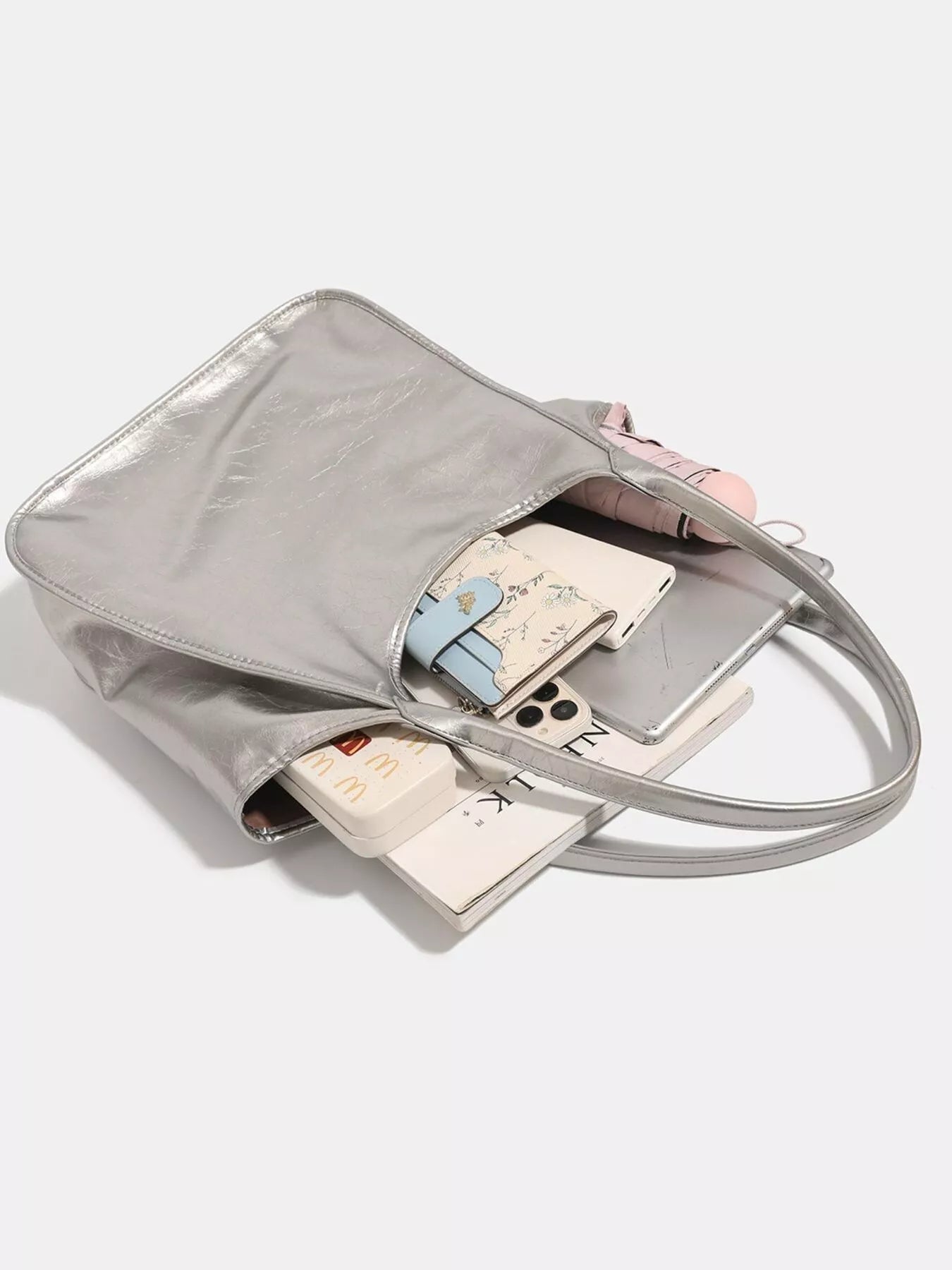 Metallic PU Leather Tote Bag - Flip Flop Dynasty