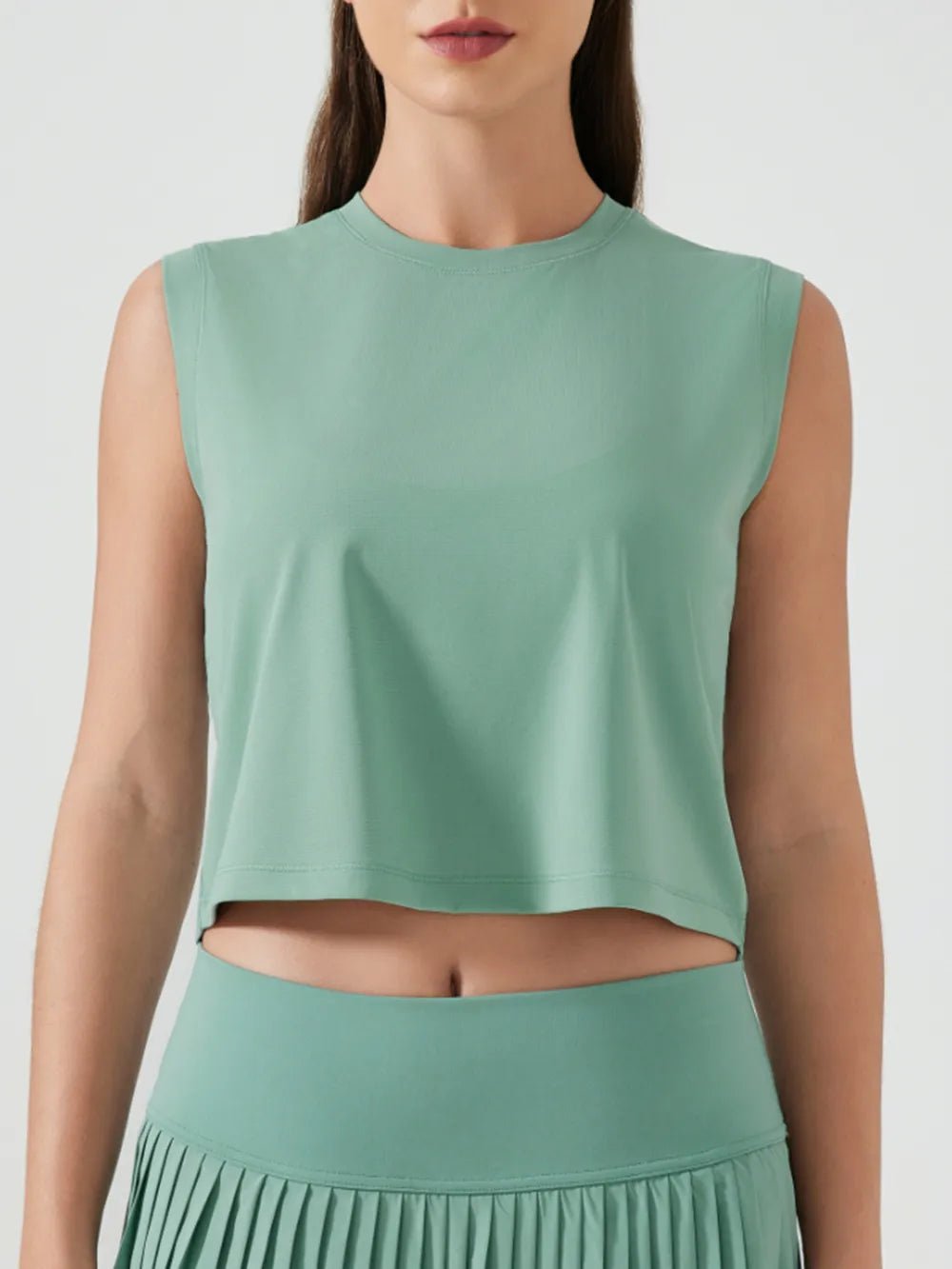 Millennia Round Neck Cropped Active Tank - Flip Flop Dynasty