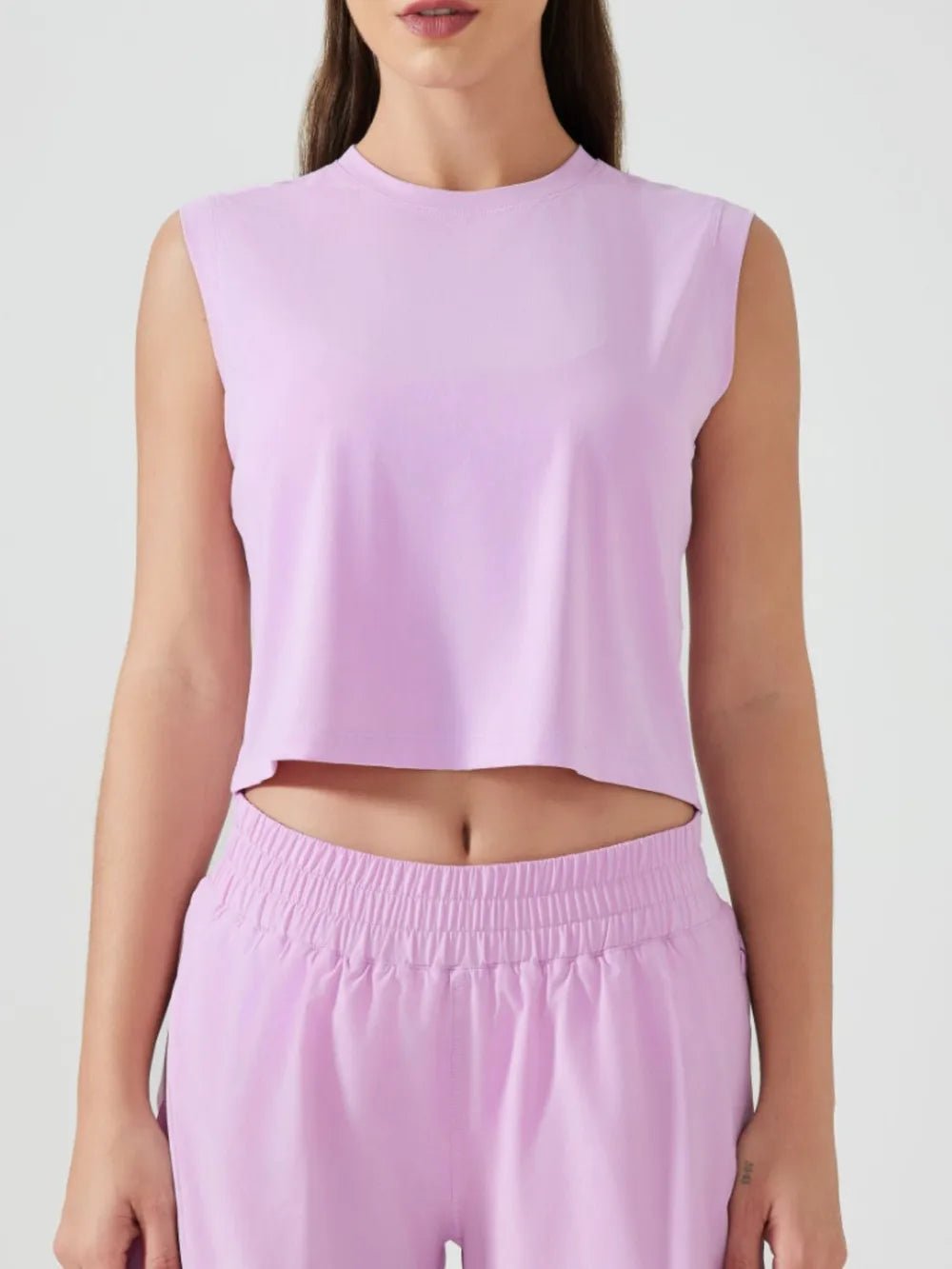 Millennia Round Neck Cropped Active Tank - Flip Flop Dynasty