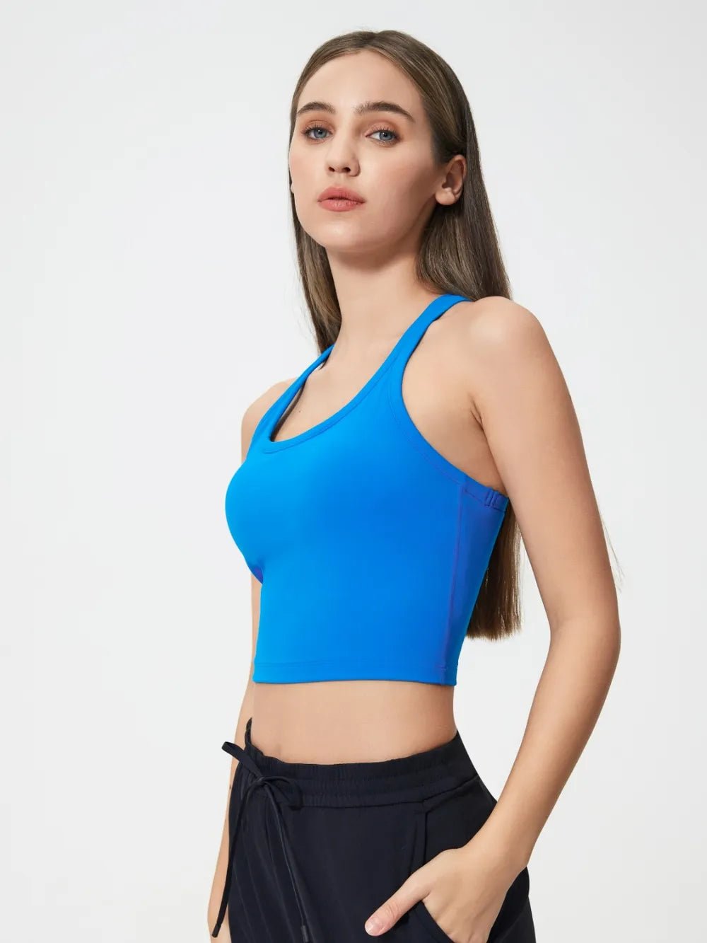 Millennia Scoop Neck Active Tank with Detachable Chest Pads - Flip Flop Dynasty