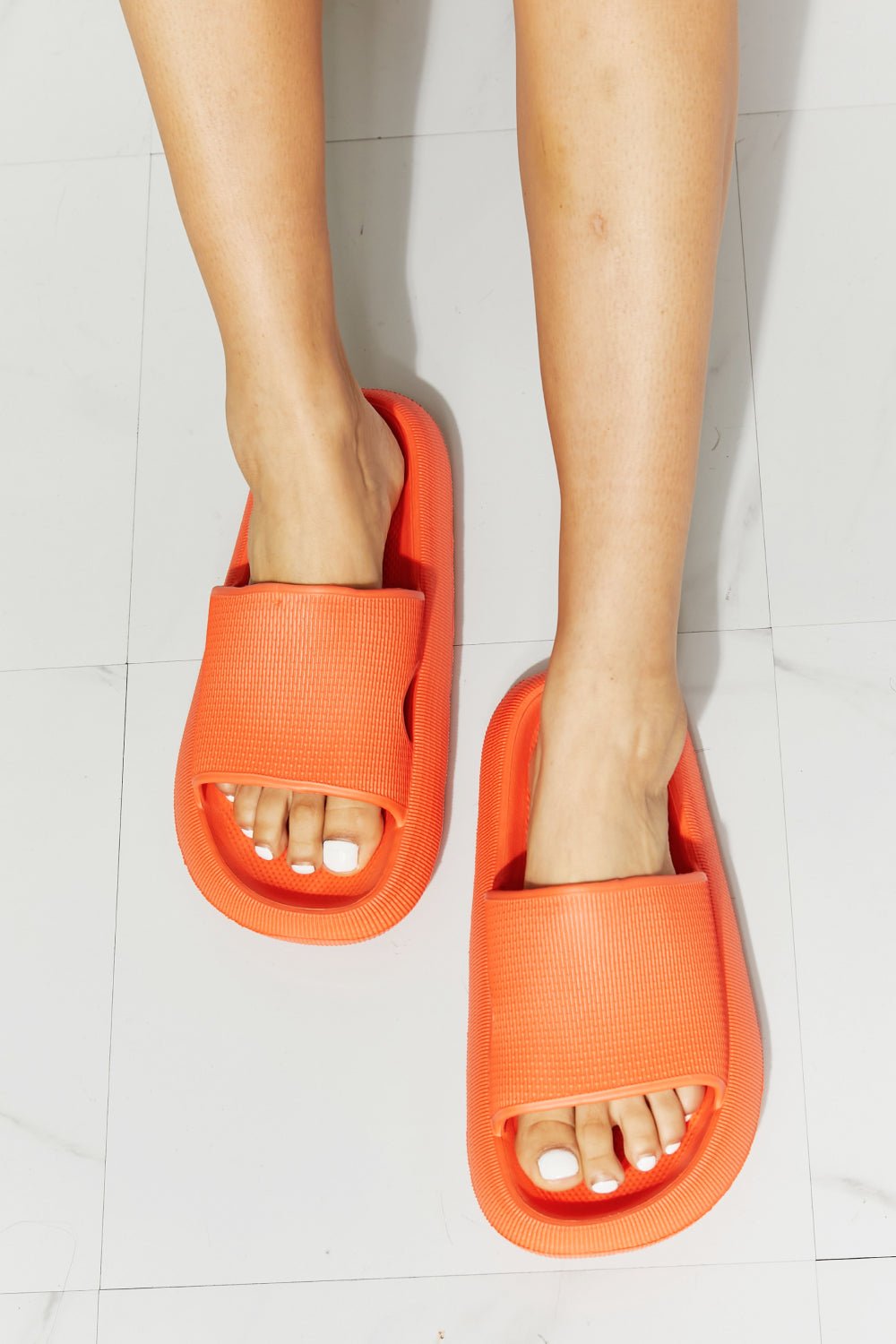 MMShoes Arms Around Me Open Toe Slide in Orange - Flip Flop Dynasty