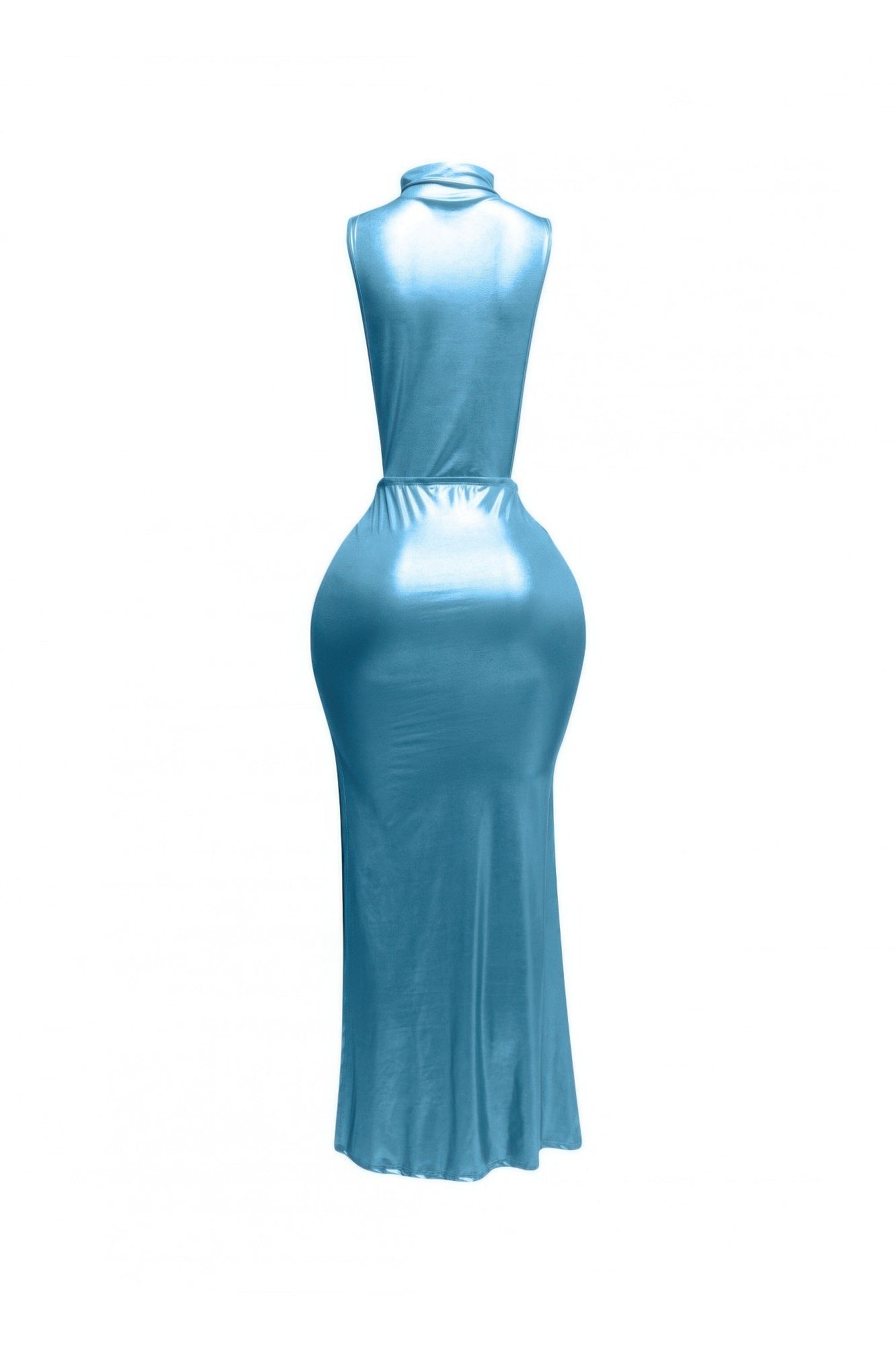 Mock Neck And Tied Waist Dress - Flip Flop Dynasty