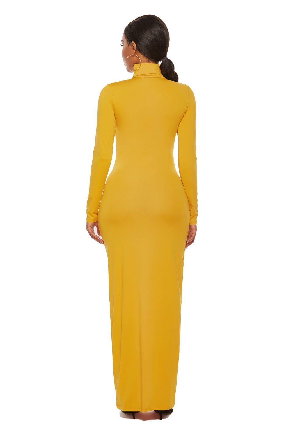 Mock Neck Long Sleeve Maxi Slim Dress - Flip Flop Dynasty