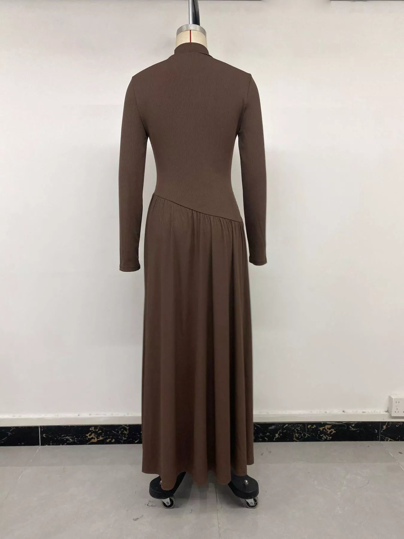 Mock Neck Long Sleeve Midi Dress - Flip Flop Dynasty