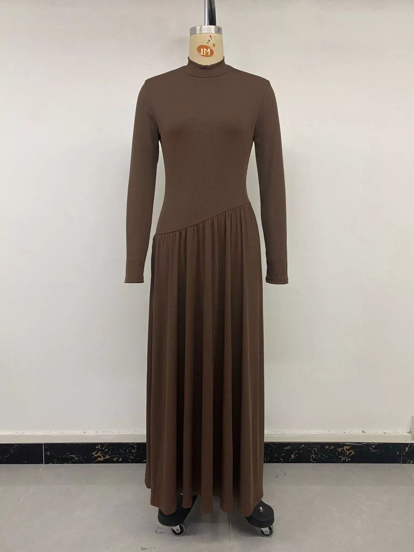 Mock Neck Long Sleeve Midi Dress - Flip Flop Dynasty