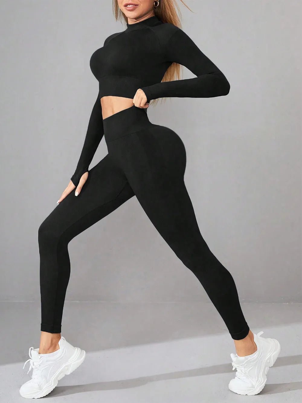 Mock Neck Long Sleeve Top and Leggings Active Set - Flip Flop Dynasty