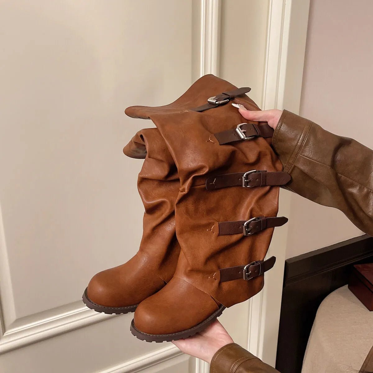 Multi - Buckle Knee - High Boots - Flip Flop Dynasty