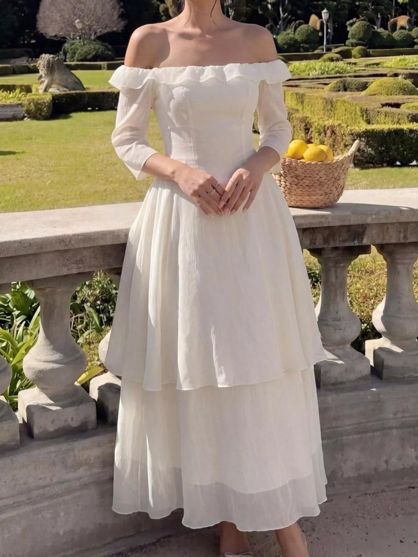 Off-Shoulder Layered Midi Dress - Flip Flop Dynasty