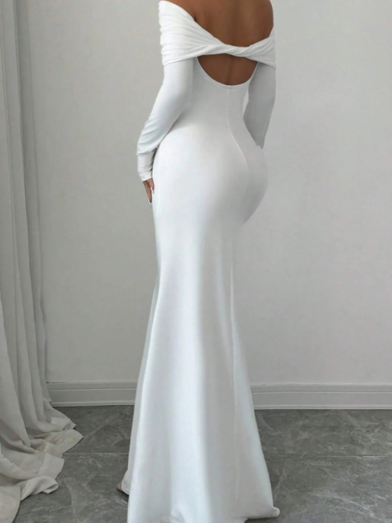Off - Shoulder Long Sleeve Bodycon Maxi Dress - Flip Flop Dynasty
