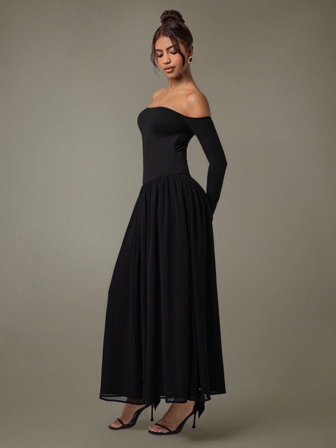 Off Shoulder Long Sleeve Maxi Dress - Flip Flop Dynasty