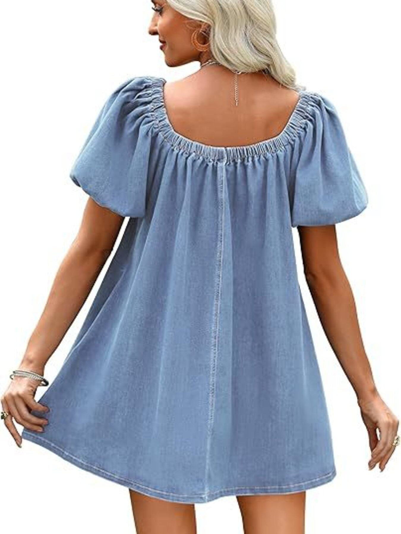 Off-Shoulder Tie-Front Denim Dress - Flip Flop Dynasty