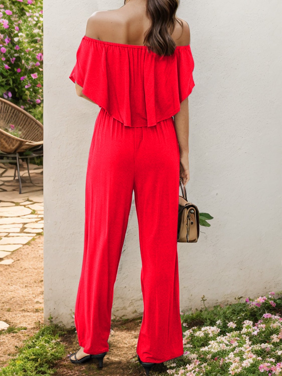 Off - Shoulder Wide Leg Jumpsuit - Flip Flop Dynasty