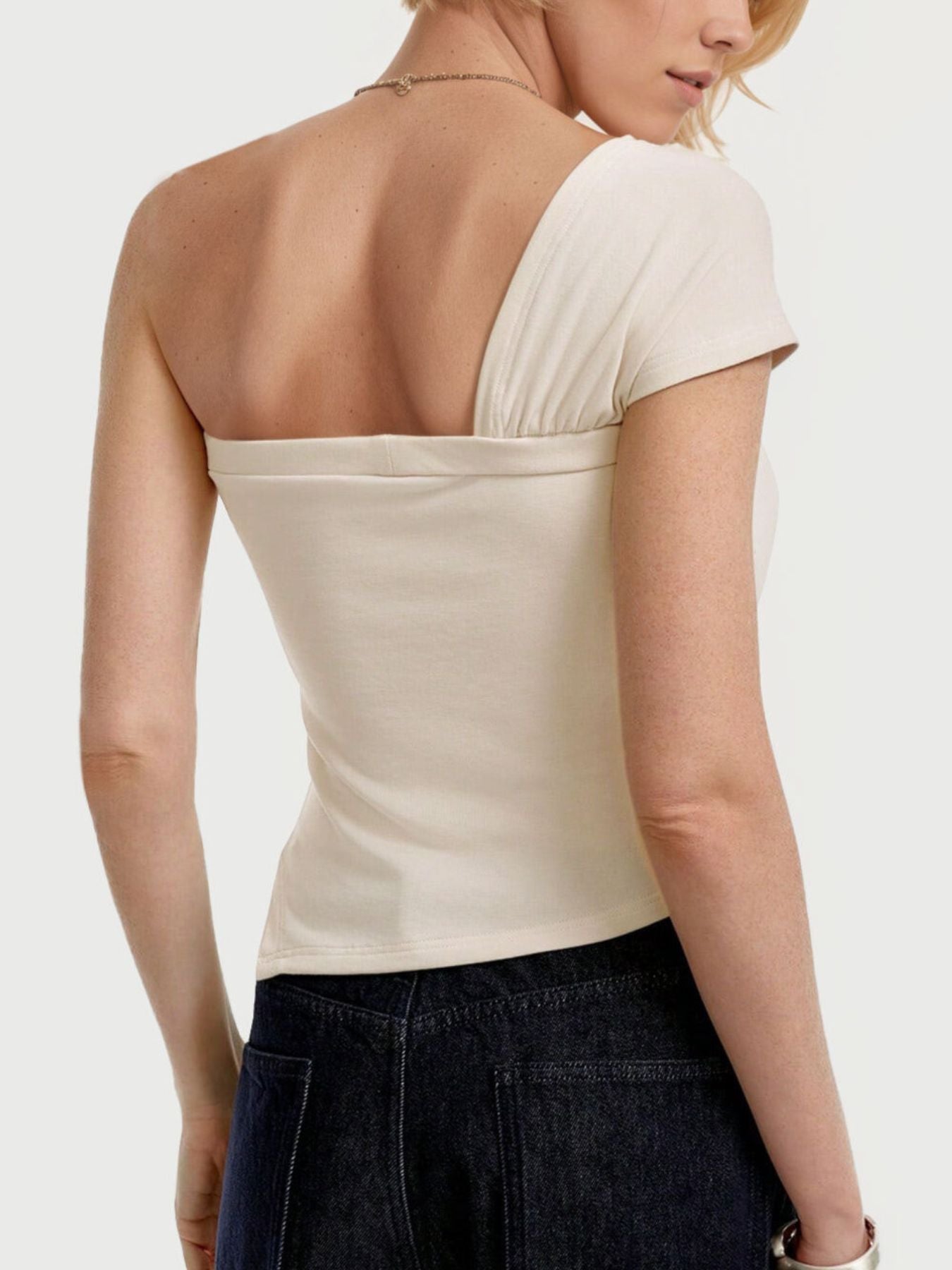 One - Shoulder Knot Detail T-Shirt - Flip Flop Dynasty