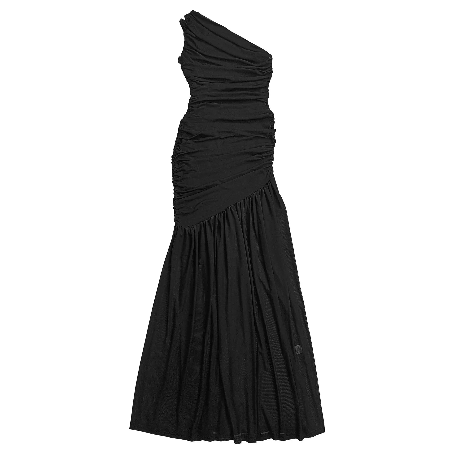 One - Shoulder Ruched Bodycon Maxi Dress - Flip Flop Dynasty