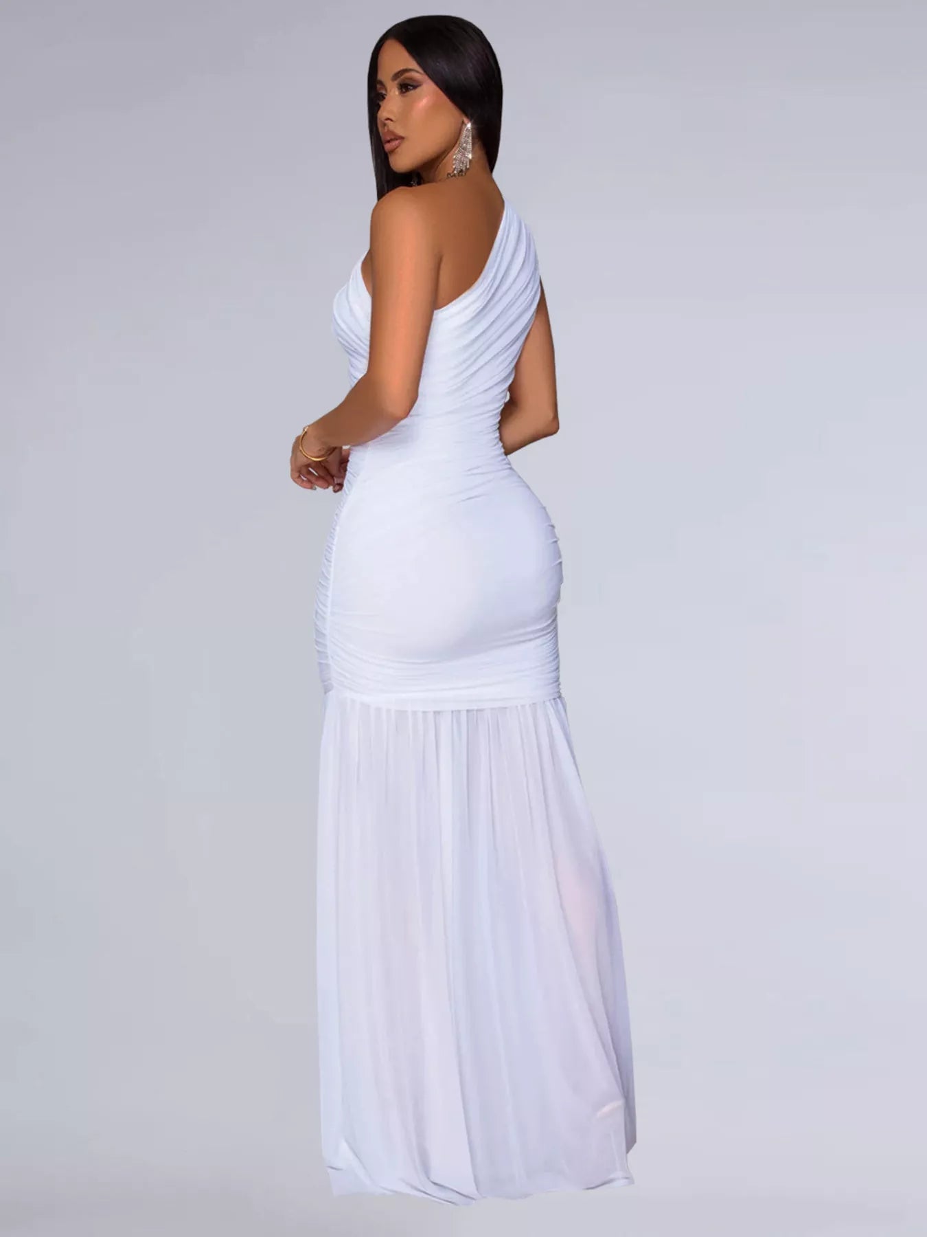 One - Shoulder Ruched Bodycon Maxi Dress - Flip Flop Dynasty