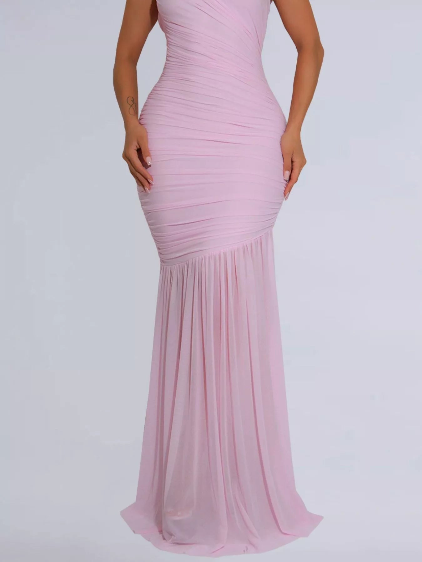 One - Shoulder Ruched Bodycon Maxi Dress - Flip Flop Dynasty