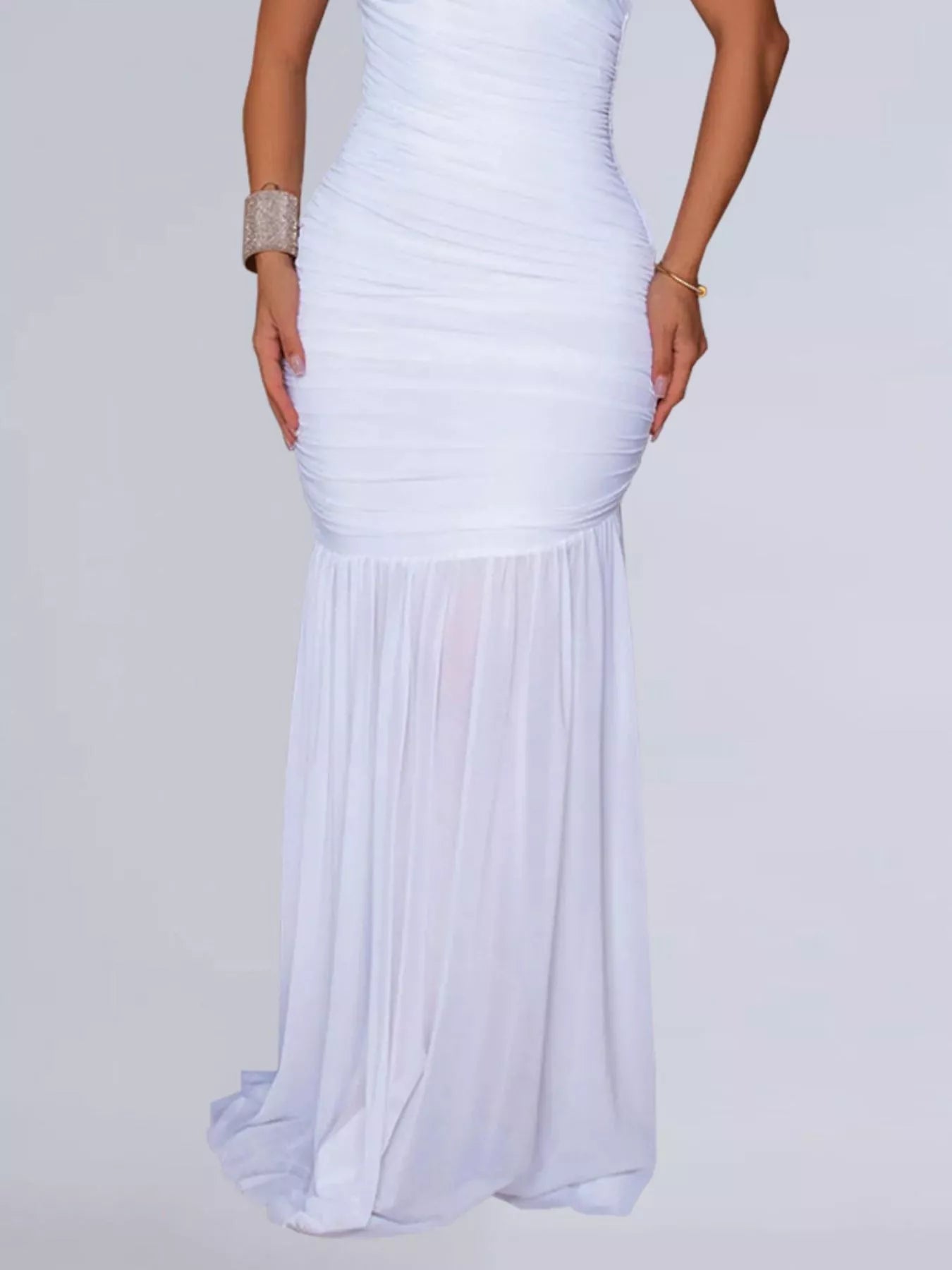 One - Shoulder Ruched Bodycon Maxi Dress - Flip Flop Dynasty