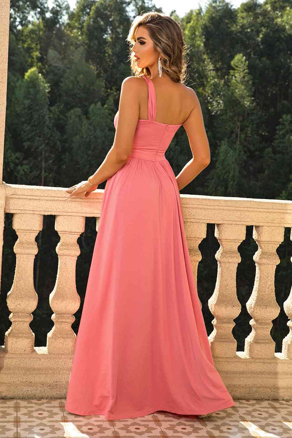 One - Shoulder Split Maxi Dress - Flip Flop Dynasty